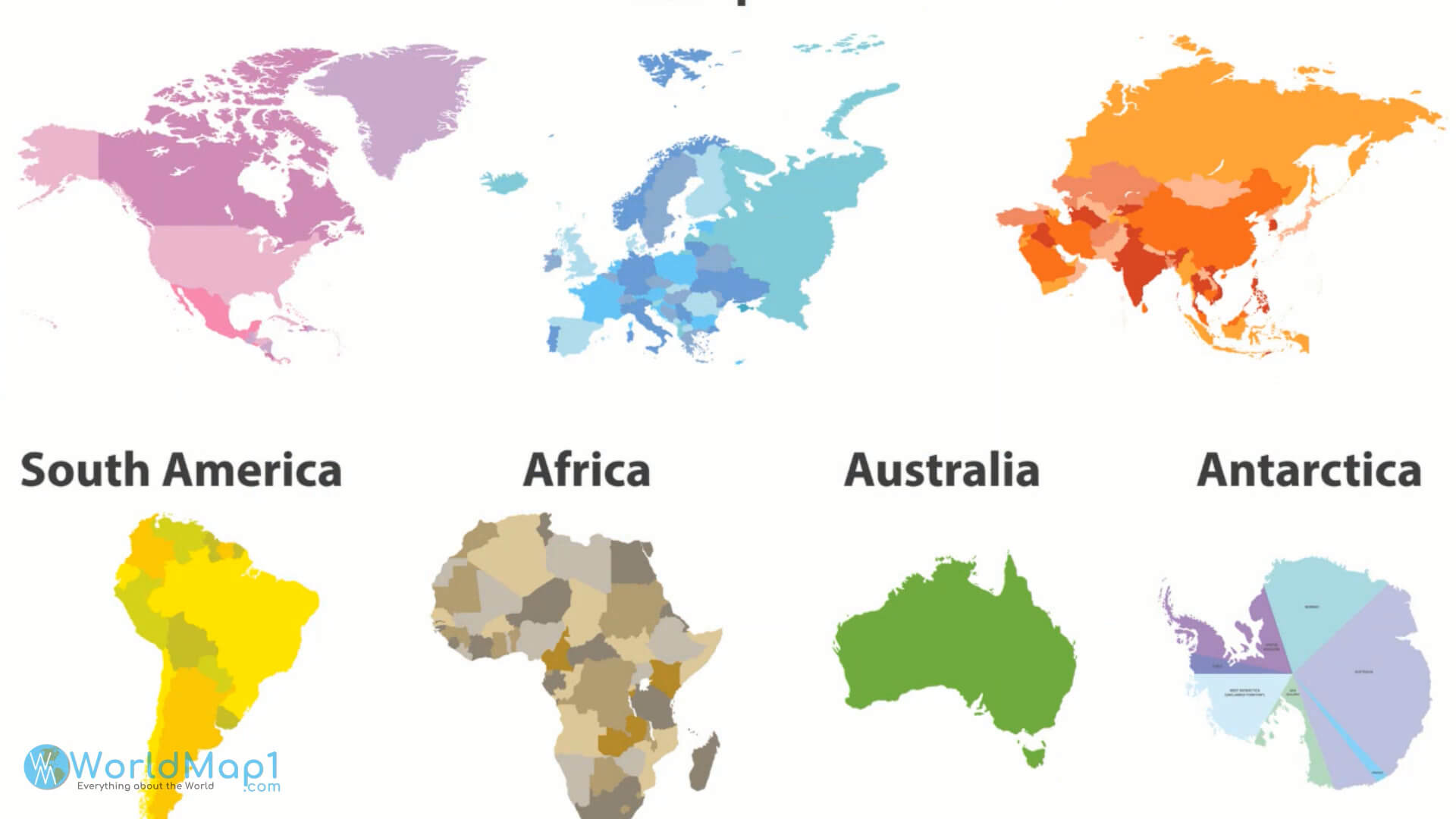 South America and World Continents Map